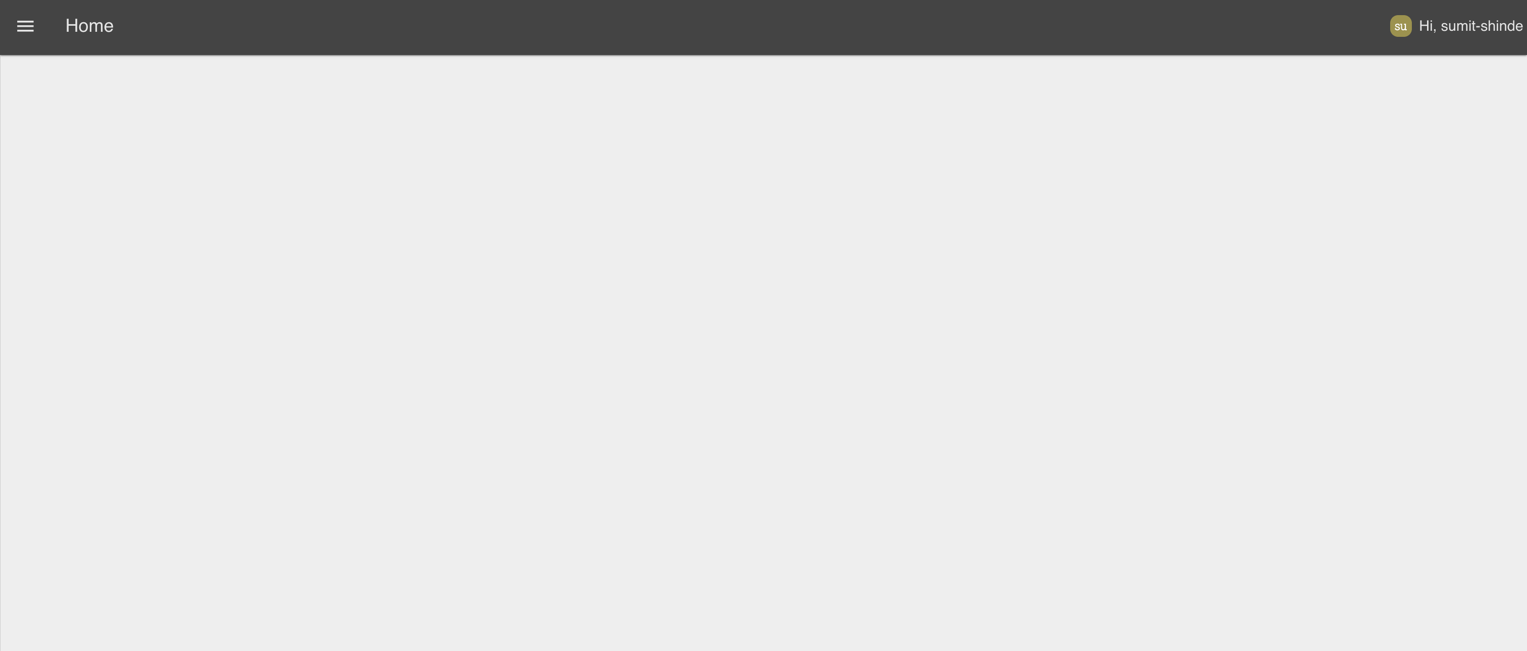 Screenshot: the dashboard app bar showing the logged-in operator's avatar and greeting