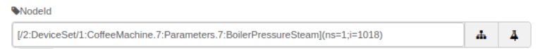 "A verified browse path in the NodeId field, with the browse and verify buttons"