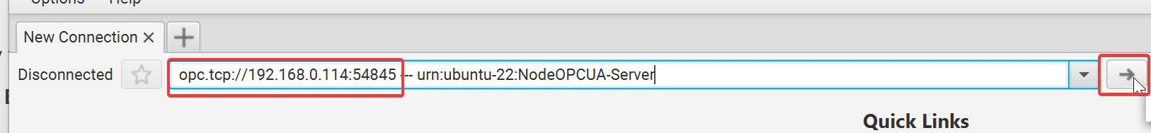 Screenshot showing the OPC Client "Screenshot showing the OPC Client"