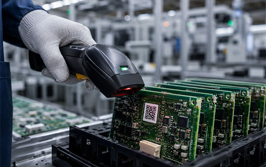 Data Matrix code scanning for electronics manufacturing traceability